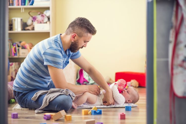 dad diaper baby