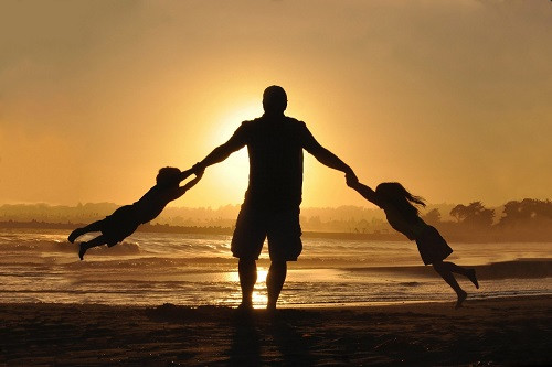 father and kids