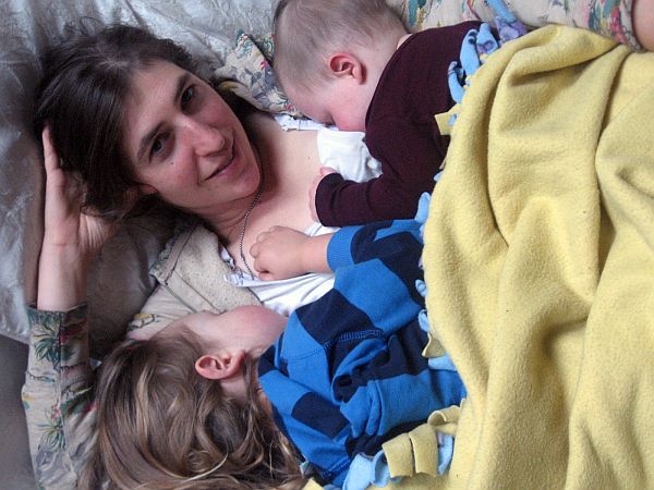 Mayim Bialik with her two sons