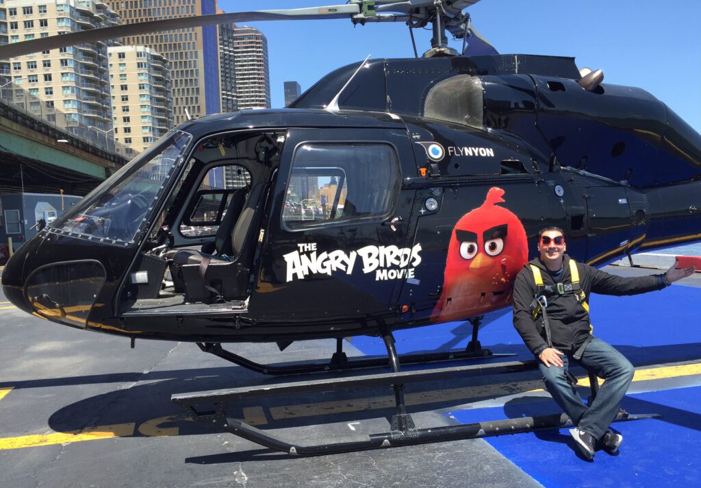 My ride for the afternoon - Red "Angry Bird" helicopter