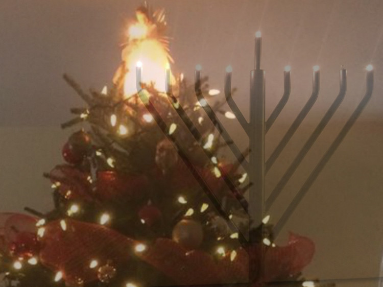 menorah christmas tree happy holidays