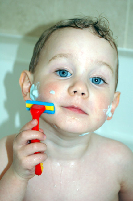 boy shaving Chris Bernholdt son father's day gift