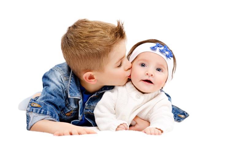 big brother kisses little sister