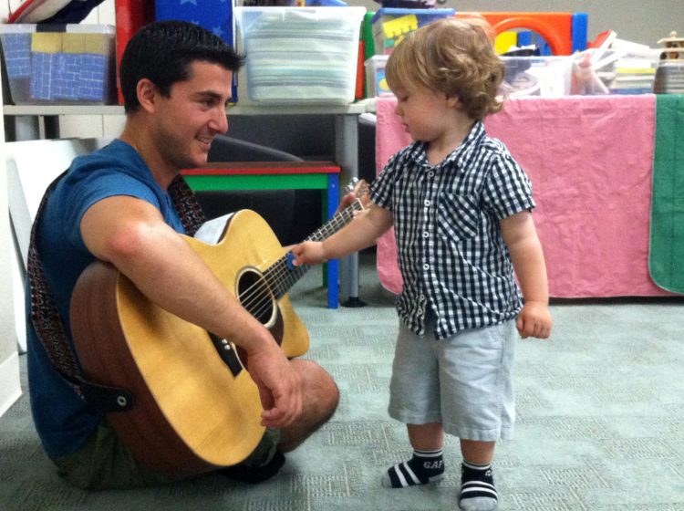 man guitar child creative play for kids