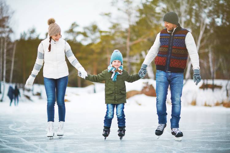 family skating holding hands 1