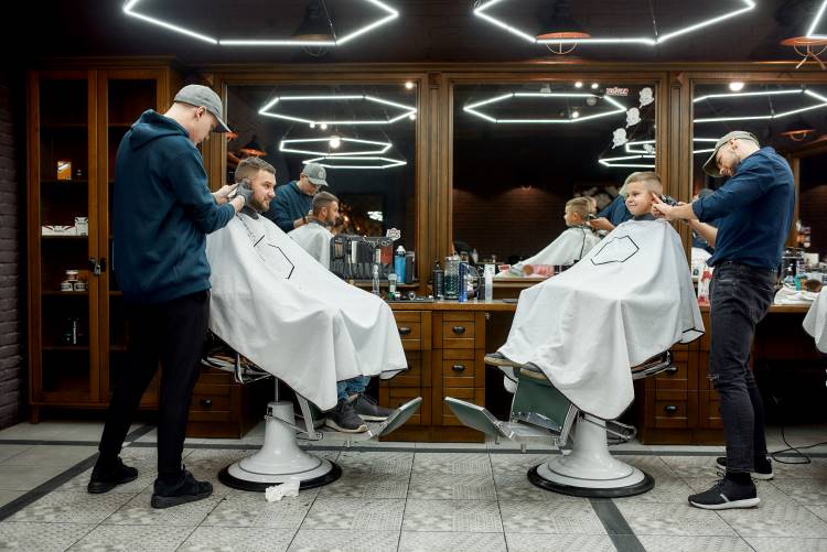 father son hair cut barbers 1
