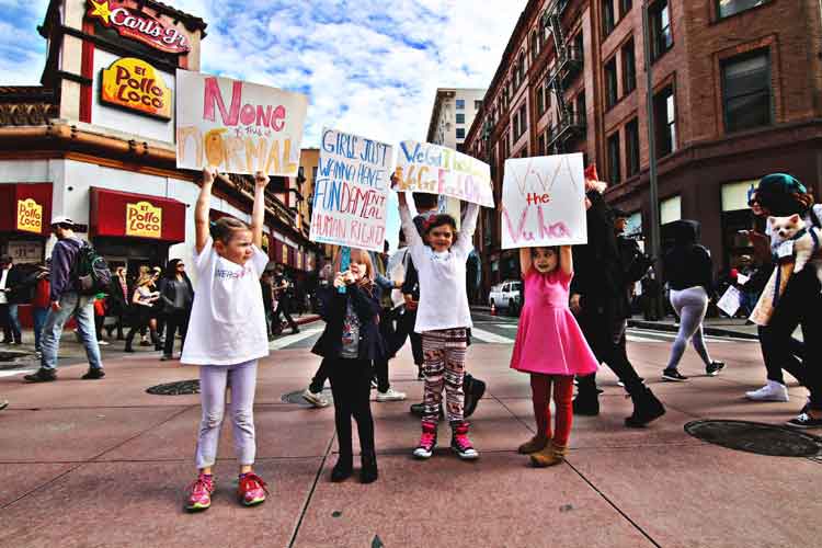 girls children protest rally