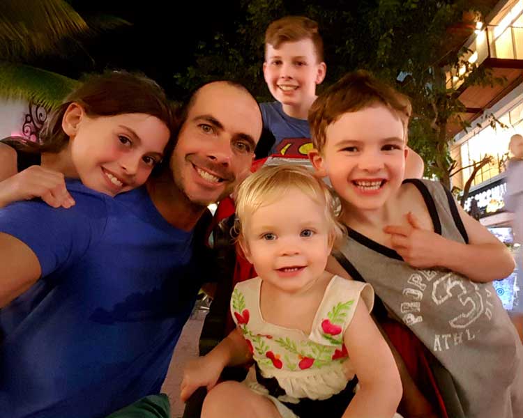 Author Jason Greene and his children. Micah, who spent the first weeks of her life in the NICU, is at left. 
