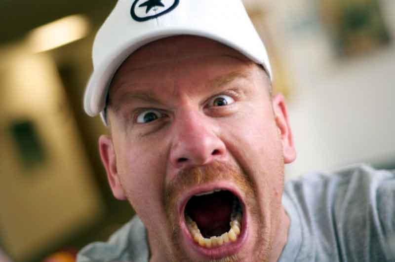 man yelling dirty things