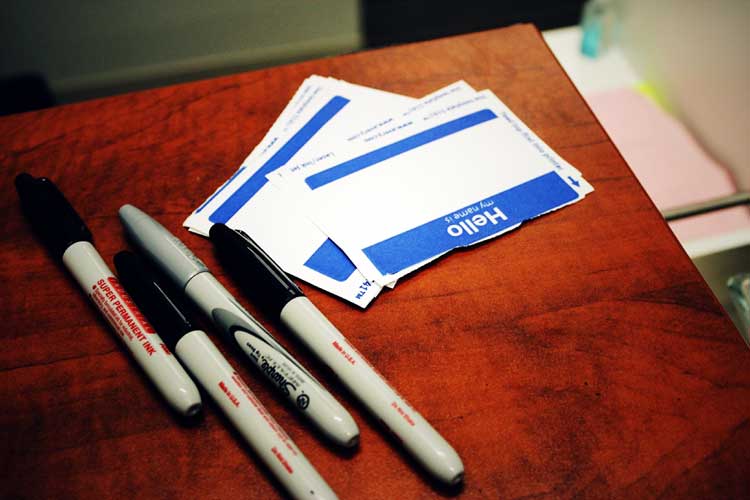 last name tags and markers