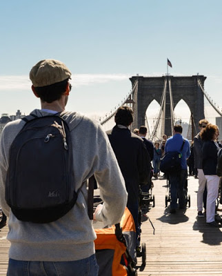 NYC dads strollers Brooklyn Bridge