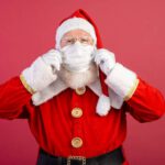 santa with covid mask